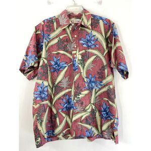 Vtg Reyn Spooner Popover Shirt Men's‎ Large Cotton Floral Hawaiian Reverse Print